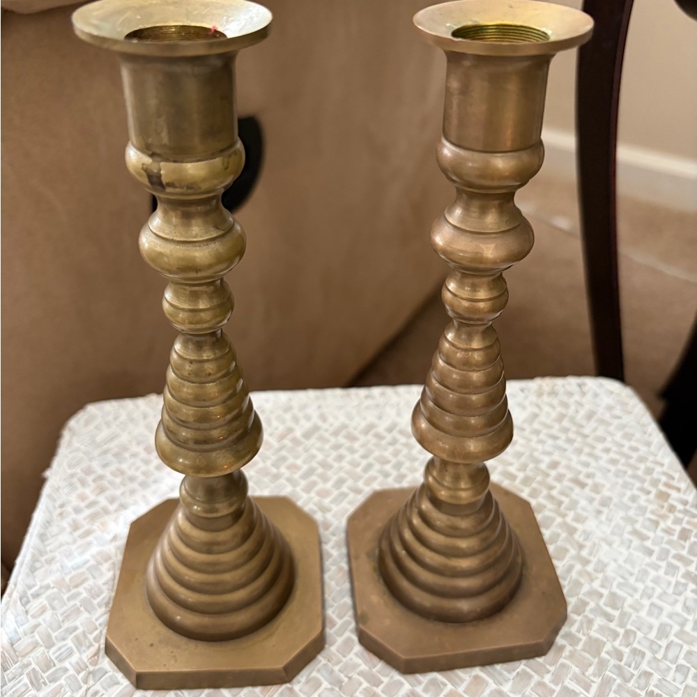 Vintage Elegant Brass Candlestick Holders